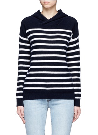 Main View - Click To Enlarge - VINCE - Breton stripe cashmere hooded sweater