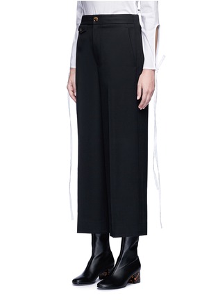 Front View - Click To Enlarge - HELMUT LANG - Wool sateen twill cropped wide leg pants