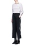 Figure View - Click To Enlarge - HELMUT LANG - Wool sateen twill cropped wide leg pants