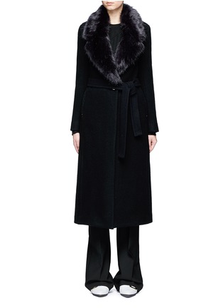 Main View - Click To Enlarge - HELMUT LANG - Detachable faux fur collar wool coat