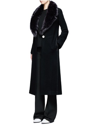 Figure View - Click To Enlarge - HELMUT LANG - Detachable faux fur collar wool coat