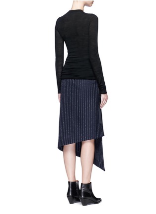 Back View - Click To Enlarge - HELMUT LANG - Ribbon ruched wool jersey top