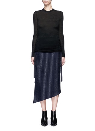 Main View - Click To Enlarge - HELMUT LANG - Ribbon ruched wool jersey top