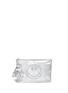 Main View - Click To Enlarge - ANYA HINDMARCH - 'Smiley Georgiana' perforated metallic leather clutch
