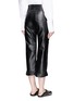 Back View - Click To Enlarge - JINNNN - Pleated cuff snake effect lambskin leather pants