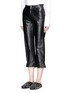 Front View - Click To Enlarge - JINNNN - Pleated cuff snake effect lambskin leather pants
