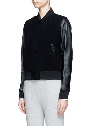 Front View - Click To Enlarge - RAG & BONE - Camden' leather sleeve wool blend jacket