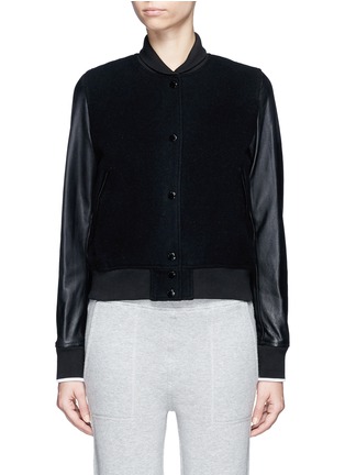 Main View - Click To Enlarge - RAG & BONE - Camden' leather sleeve wool blend jacket