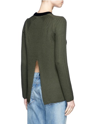 Back View - Click To Enlarge - RAG & BONE - 'Carly' contrast crew neck split back sweater