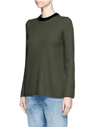 Front View - Click To Enlarge - RAG & BONE - 'Carly' contrast crew neck split back sweater