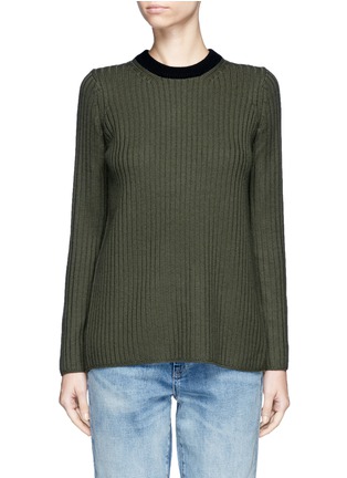 Main View - Click To Enlarge - RAG & BONE - 'Carly' contrast crew neck split back sweater
