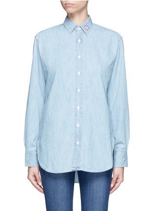 Main View - Click To Enlarge - RAG & BONE - Heart embroidered cotton chambray boyfriend shirt