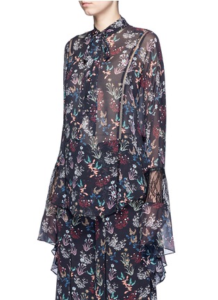 Front View - Click To Enlarge - 72723 - Garden floral print batwing silk shirt