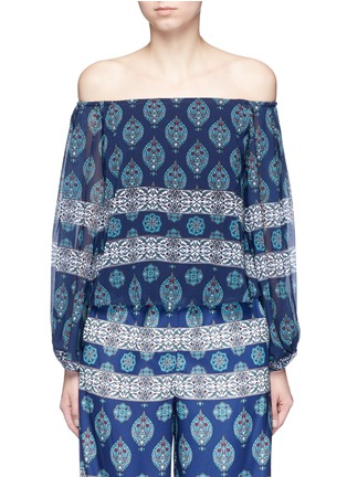 Main View - Click To Enlarge - 72723 - Temple print off-shoulder chiffon top