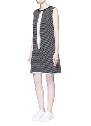 Figure View - Click To Enlarge - 72723 - Dot guipure lace stripe drop waist dress