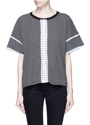 Main View - Click To Enlarge - 72723 - Dot guipure lace stripe T-shirt