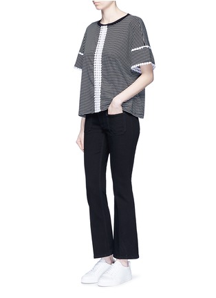Figure View - Click To Enlarge - 72723 - Dot guipure lace stripe T-shirt