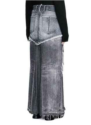 Back View - Click To Enlarge - 72877 - Distressed patchwork denim maxi skirt