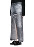 Front View - Click To Enlarge - 72877 - Distressed patchwork denim maxi skirt
