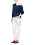 Figure View - Click To Enlarge - 72877 - Oriental embroidery distressed cropped straight jeans