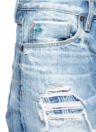 Detail View - Click To Enlarge - 72877 - Distressed knit repair foldup cuff straight jeans