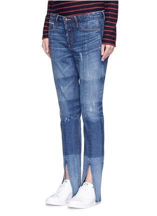Front View - Click To Enlarge - 72877 - Split cuff washed jeans