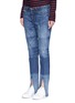 Front View - Click To Enlarge - 72877 - Split cuff washed jeans