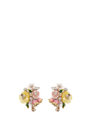 Main View - Click To Enlarge - ANABELA CHAN - 'Bouquet' diamond mother of pearl stud earrings