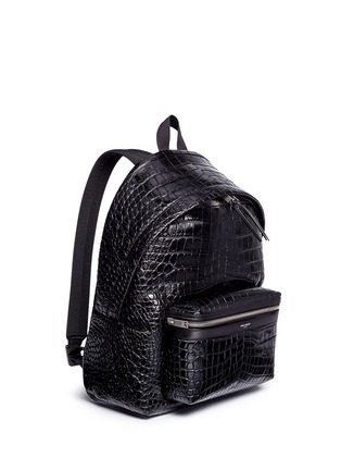 Front View - Click To Enlarge - SAINT LAURENT - 'Classic Hunting' croc embossed leather backpack