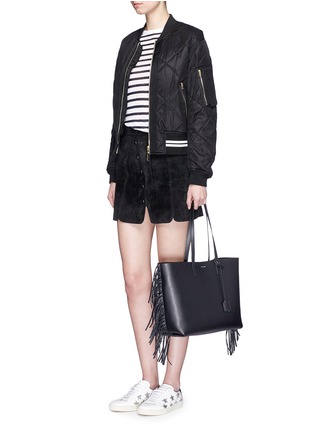 Figure View - Click To Enlarge - SAINT LAURENT - Large fringe leather tote