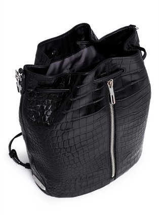 Detail View - Click To Enlarge - ELIZABETH AND JAMES - 'Cynnie Sling' croc effect leather bucket bag