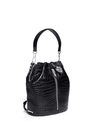 Front View - Click To Enlarge - ELIZABETH AND JAMES - 'Cynnie Sling' croc effect leather bucket bag