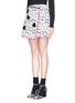 Front View - Click To Enlarge - MSGM - Heart print embroidery matelassé asymmetric wrap skirt