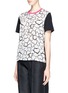 Front View - Click To Enlarge - MSGM - Heart print silk cotton jersey combo T-shirt