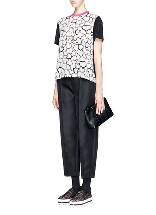 Figure View - Click To Enlarge - MSGM - Heart print silk cotton jersey combo T-shirt