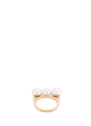  - TASAKI - 'Balance' Akoya pearl 18k yellow gold ring