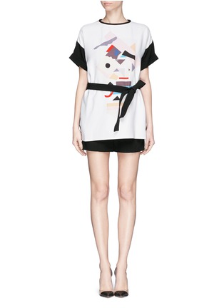 Main View - Click To Enlarge - VICTORIA, VICTORIA BECKHAM - Geometric print crepe layer playsuit