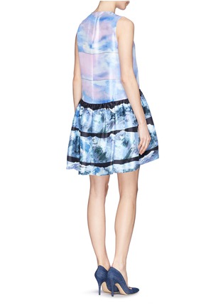 Back View - Click To Enlarge - VICTORIA, VICTORIA BECKHAM - Wave print ruche shantung dress