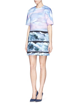 Front View - Click To Enlarge - VICTORIA, VICTORIA BECKHAM - Wave print kimono sleeve shift dress