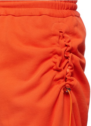 Detail View - Click To Enlarge - FENG CHEN WANG - 'WHY' padded appliqué drawstring pocket sweatpants