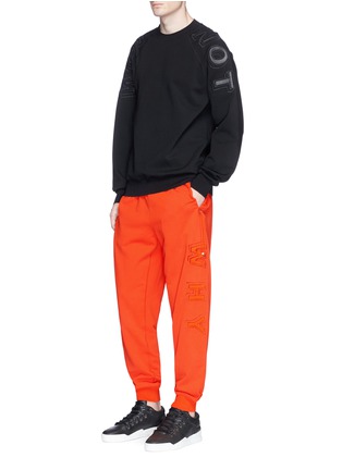 Figure View - Click To Enlarge - FENG CHEN WANG - 'WHY' padded appliqué drawstring pocket sweatpants