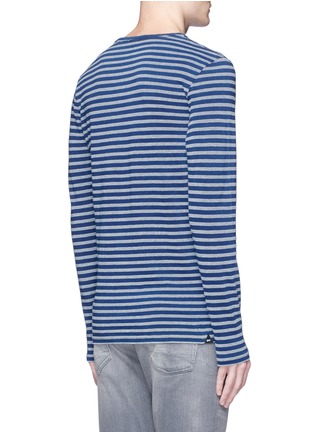 Back View - Click To Enlarge - DENHAM - 'Signature' stripe long sleeve T-shirt