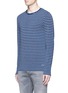Front View - Click To Enlarge - DENHAM - 'Signature' stripe long sleeve T-shirt