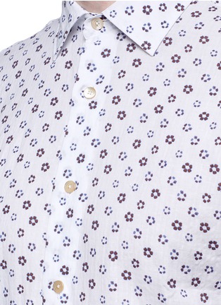 Detail View - Click To Enlarge - LARDINI - Floral print linen-cotton hopsack shirt