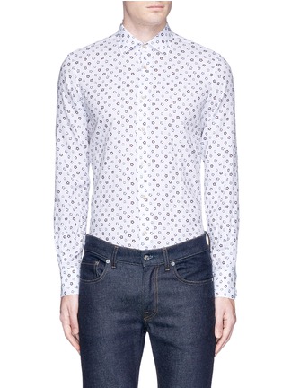 Main View - Click To Enlarge - LARDINI - Floral print linen-cotton hopsack shirt