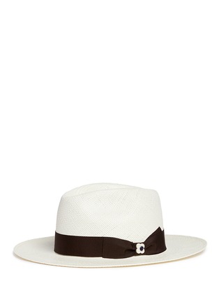 Figure View - Click To Enlarge - LARDINI - Floral pin band straw Panama hat