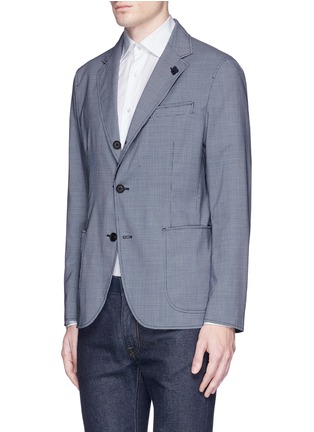 Front View - Click To Enlarge - LARDINI - Reversible colourblock houndstooth soft blazer