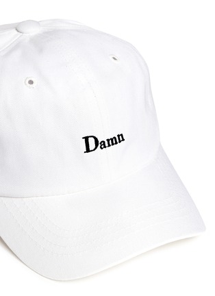 Detail View - Click To Enlarge -  - 'Damn' embroidered cotton twill baseball cap