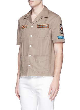 Front View - Click To Enlarge - VALENTINO GARAVANI - Embellished patch cotton Cuban shirt