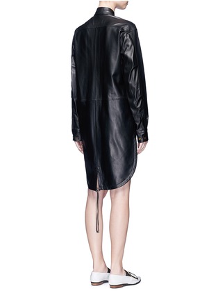Back View - Click To Enlarge - HELMUT LANG - Lambskin leather shirt dress